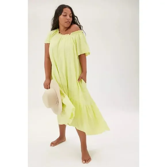 Anthropologie Maeve Selah High-Low Maxi Dress Size Medium Yellow Oversized Boho - Picture 13 of 13